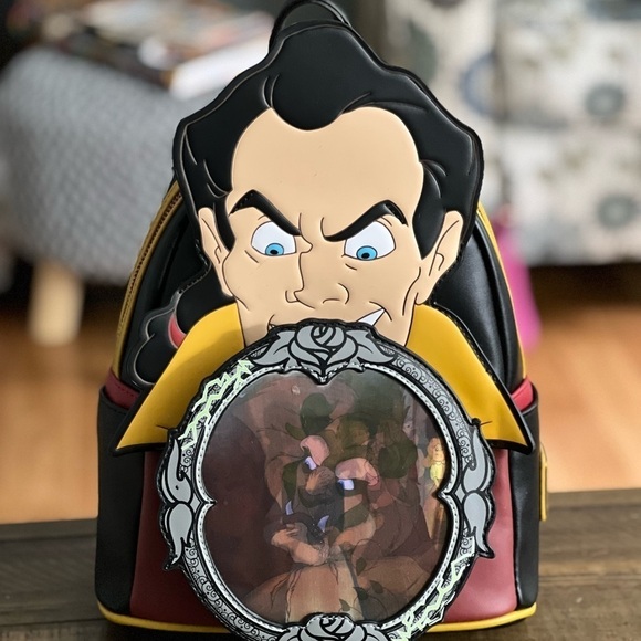 Disney Villains Beauty & the Beast Gaston Lenticular Mini Backpack Loungefly NWT - Picture 1 of 16